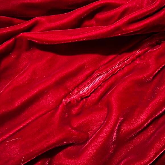 Vintage Dark Romantic Red Handmade Velvet Pleated Midi Skirt XS/XXS - Picture 7 of 8